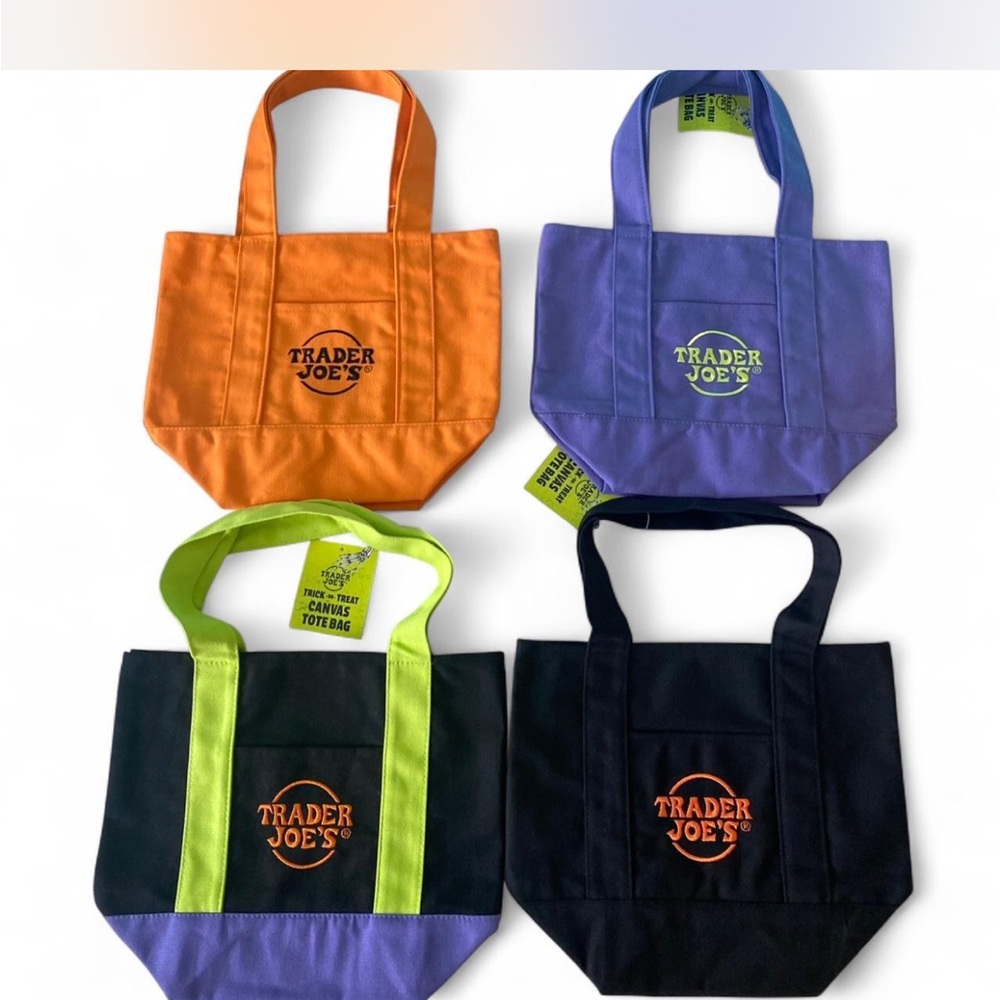 🧺 Trader Joe’s Mini Tote Bag Set (4) — Halloween Limited Edition